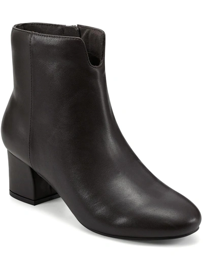 Easy Spirit Karen Womens Leather Side Zip Ankle Boots In Black