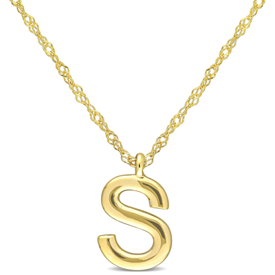 Mimi & Max Initial "s" Pendant W/ Chain In 14k Yellow Gold