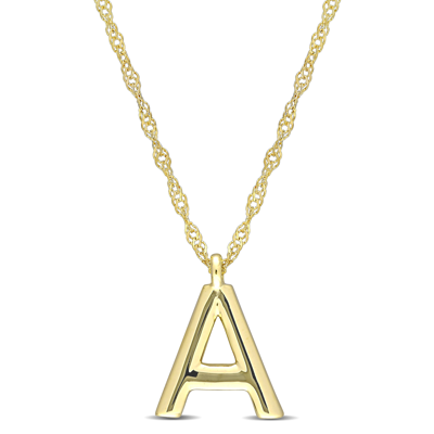 Mimi & Max Initial "a" Pendant W/ Chain In 14k Yellow Gold