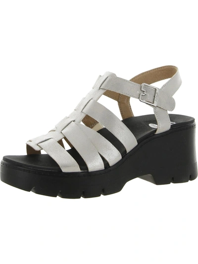 Dr. Scholl's Shoes Check It Out Womens Strappy Ankle Strap Wedge Sandals In Black