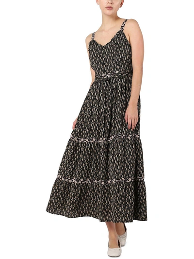 Black Tape Womens Floral Long Maxi Dress In Black