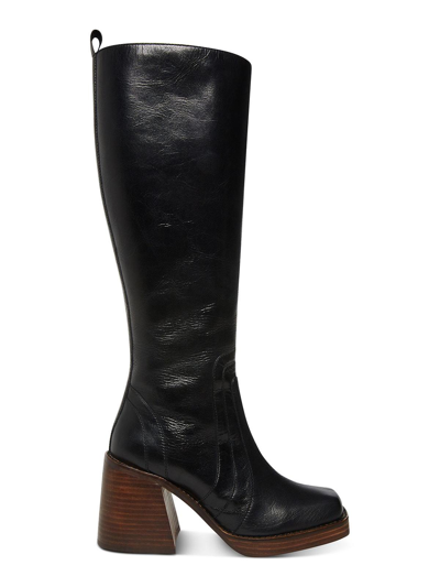 Steve Madden Andiee Womens Faux Leather Tall Knee-high Boots In Black