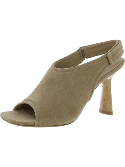 Vince Quest Womens Suede Peep Toe Heels In Beige