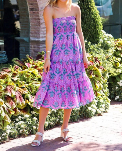 J.marie Ivy Midi Skirt Dress In Purlple In Multi