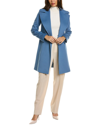 Fleurette Wool Wrap Coat In Blue