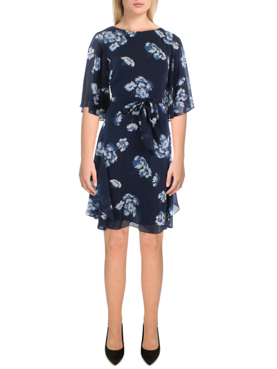 Lauren Ralph Lauren Womens Floral Print Textured Fit & Flare Dress In Multi