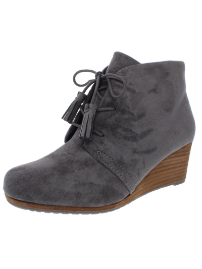 Dr. Scholl's Shoes Dakota Womens Faux Suede Boho Wedge Boots In Grey