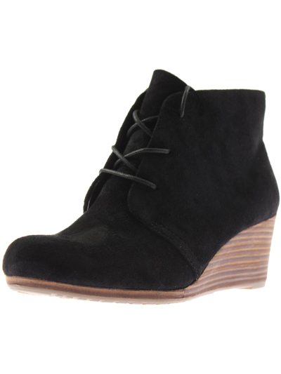 Dr. Scholl's Shoes Dakota Womens Faux Suede Boho Wedge Boots In Black