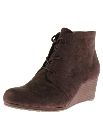 Dr. Scholl's Shoes Dakota Womens Faux Suede Boho Wedge Boots In Brown