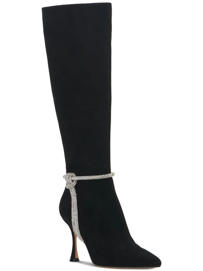 Vince Camuto Carlyma Womens Rhinestone Evening Knee-high Boots In Black