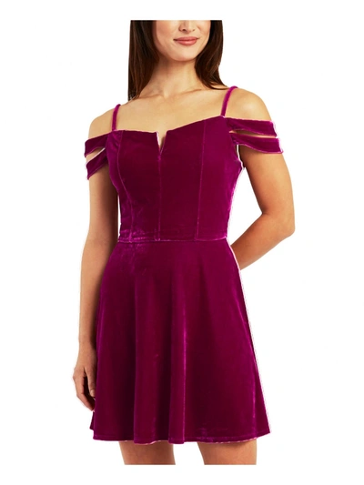 Bcx Juniors Womens Notched Neck Mini Cocktail And Party Dress In Pink