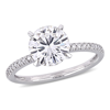 Mimi & Max 2ct Dew Created Moissanite And 1/10ct Tw Diamond Engagement Ring In 14k White Gold In Silver