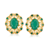 Ross-simons Emerald Openwork Earrings In 14kt Yellow Gold In Green