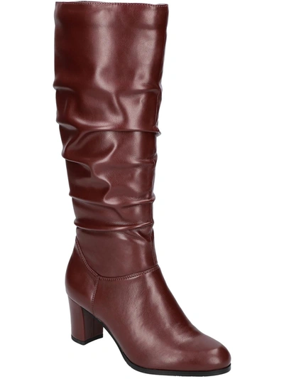 Easy Street Tamara Womens Faux Leather Pull On Knee-high Boots In Brown
