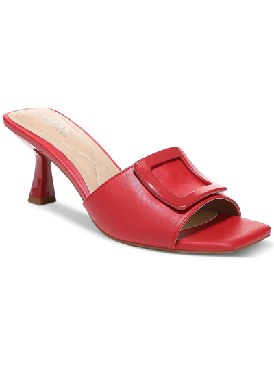 Alfani Capreece Womens Faux Leather Slide Heels In Red