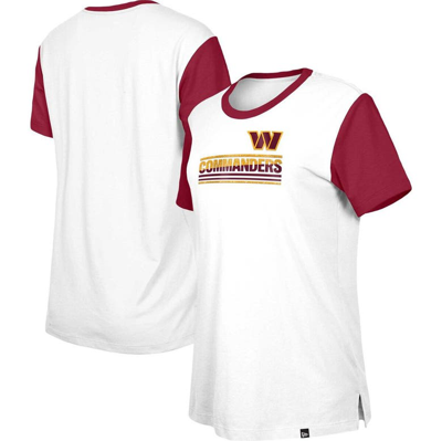 New Era White/burgundy Washington Commanders Third Down Colorblock T-shirt