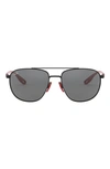 Ray Ban X Ferrari Scuderia 57mm Square Aviator Sunglasses In Matte Black