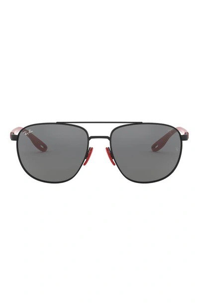 Ray Ban X Ferrari Scuderia 57mm Square Aviator Sunglasses In Black
