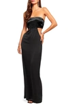 Ramy Brook Mariah Sequin Bodice Strapless Column Gown In Black