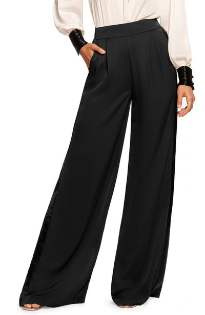 Ramy Brook Malia Wide Leg Tuxedo Trousers In Black