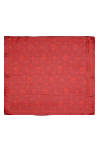 Alexander Mcqueen Skull Silk Scarf In Red