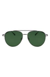 Ferragamo Gancini Evolution 61mm Aviator Sunglasses In Gray/green Solid