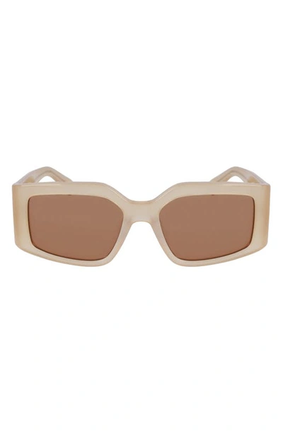 Ferragamo Classic Logo 54mm Modified Rectangular Sunglasses In Tan/brown Solid