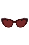 Ferragamo Classic Logo Tea Cup 55mm Cat Eye Sunglasses In Opaline Wine