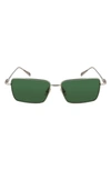 Ferragamo Gancini Evolution 57mm Rectangular Sunglasses In Light Gold/ Green