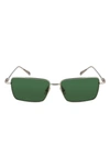 Ferragamo Gancini Evolution 57mm Rectangular Sunglasses In Light Gold/green