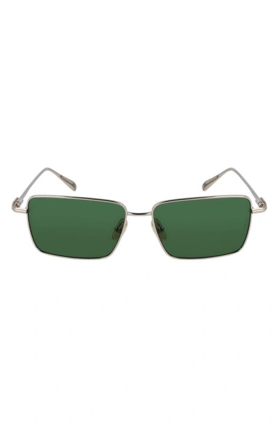Ferragamo Gancini Evolution 57mm Rectangular Sunglasses In Light Gold/green