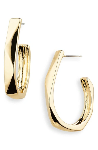 Panacea Geometric Texture Hoop Earrings In Gold