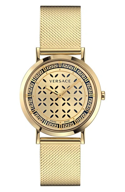 Versace Women's Swiss New Generation Gold Ion Plated Stainless Steel Mesh Bracelet Watch 36mm In Ip Yellow Gold