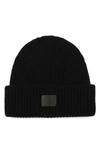 Allsaints Travelling Rib Knit Wool Blend Beanie In Black