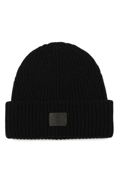 Allsaints Travelling Rib Knit Wool Blend Beanie In Black