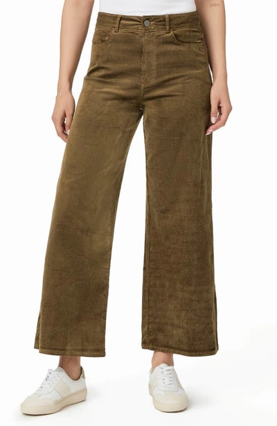 Paige Harper Wide Leg Ankle Corduroy Pants In Army