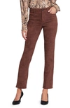 Nydj Sheri Slim Faux Suede Pants In Dark Chocolate