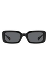 Polaroid 52mm Polarized Rectangular Sunglasses In Black/ Gray Polarized