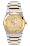 Ferragamo Vega Holiday Capsule Diamond Watch In Two Tone Gold