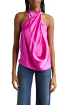 Ramy Brook Convertible Stretch Silk Charmeuse Top In Electric Pink