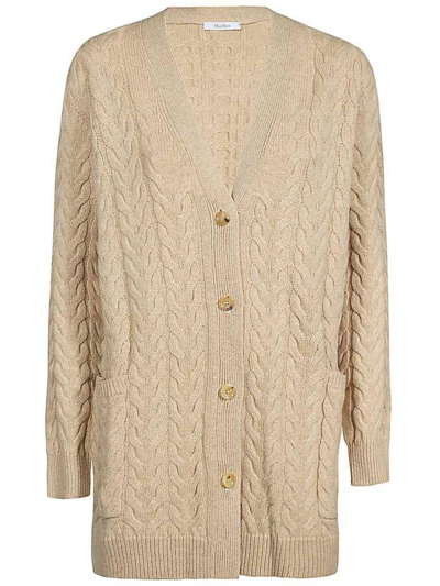 Max Mara Buttoned Long-sleeved Knitted Cardigan In Miele