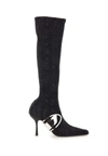 Diesel Eclipse D-eclipse Kbt Boots Black Denim Knee-high Boot With Logo - D-eclipse Kbt Boots In Black
