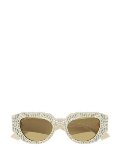 Gucci Eyewear Geometric Frame Sunglasses In White