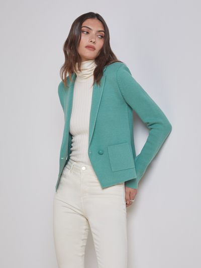 L Agence Sofia Knit Blazer In Frosty Spruce