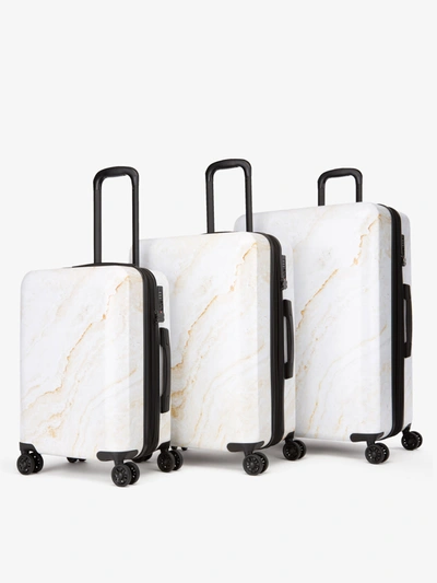 Calpak Gold Marble 3-piece Luggage Set In Gold Marble