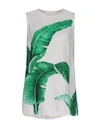Dolce & Gabbana White Banana Leaf Print Round Neck Tank Top In White