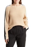 Sanctuary Crewneck Sporty Sweater In Biscotti/black/scone
