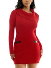 BCX JUNIORS WOMENS RIBBED MINI SWEATERDRESS