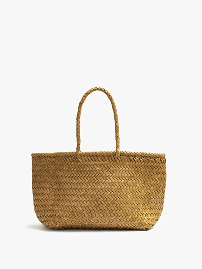 Basket Case Majuli Small Leather Tote Bamboo In Green