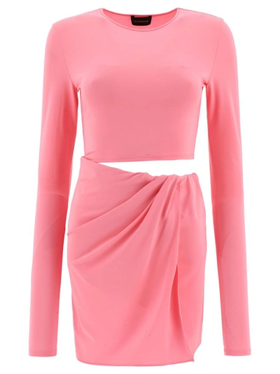 The Andamane Gia Ruched Cutout Jersey Minidress In Pink